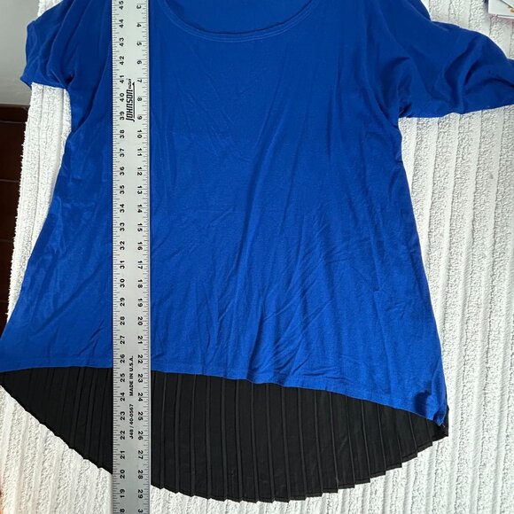 Vintage Sarah Liller Womens Scoop Neck 3/4 Sleeve Pleated Back Tunic Small Blue - Picture 8 of 8